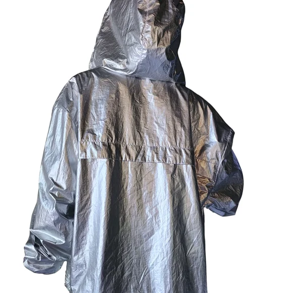 Silver Y2K Galactic Rain Jacket Size XL NWOT - Picture 2 of 9